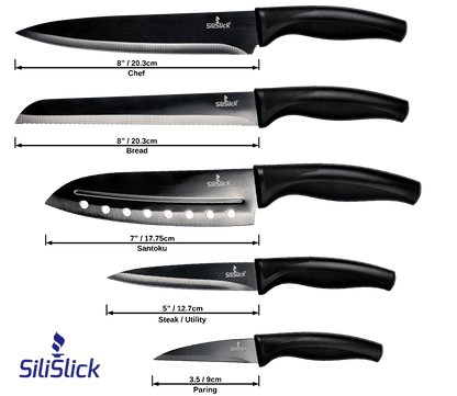Kitchen Knife Set Kit | Red Magnetic Rack & Portable Sharpener